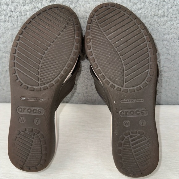 Crocs Shoes Womens 7 Brown Pink Open Toe Slip On Sandals - Picture 4 of 8
